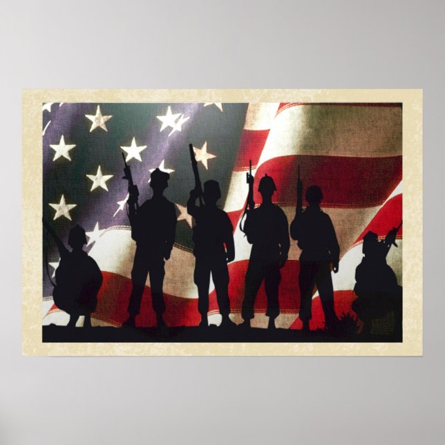 Patriotic Military Soldier Silhouette Poster (Framsidan)