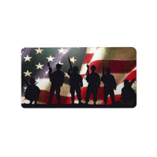 Patriotic Military Soldier Silhouettes Adressetikett