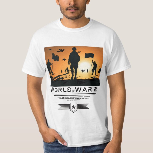 "Patriotic Military Sunset Silhouette Art T-Shirt (Framsida)