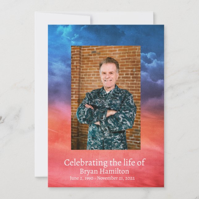 Patriotic Military Veteran Funeral Prayer Card Inbjudningar (Framsida)