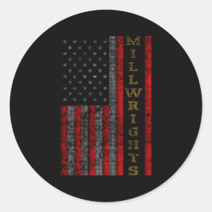 Patriotic Millwrights Us Flagga Runt Klistermärke