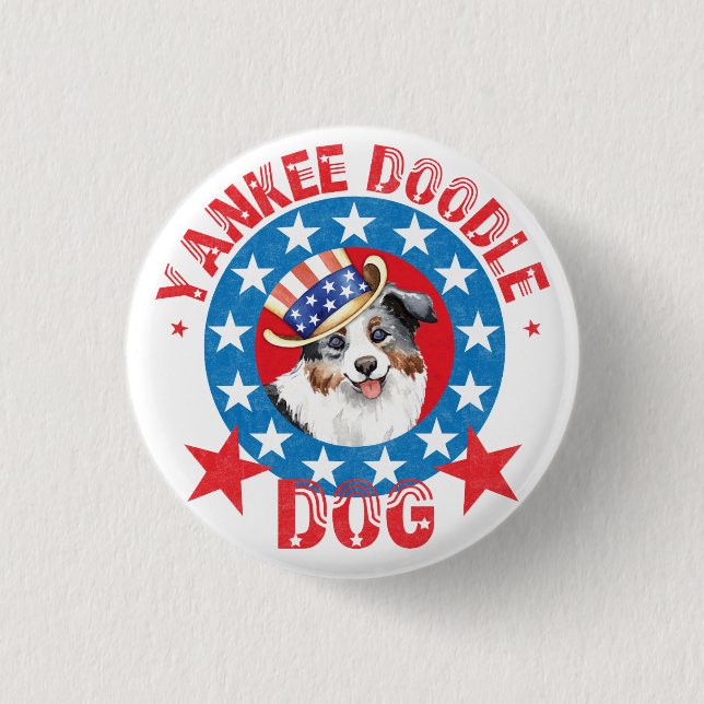 Patriotic Miniature American Shepherd Knapp (Framsida)