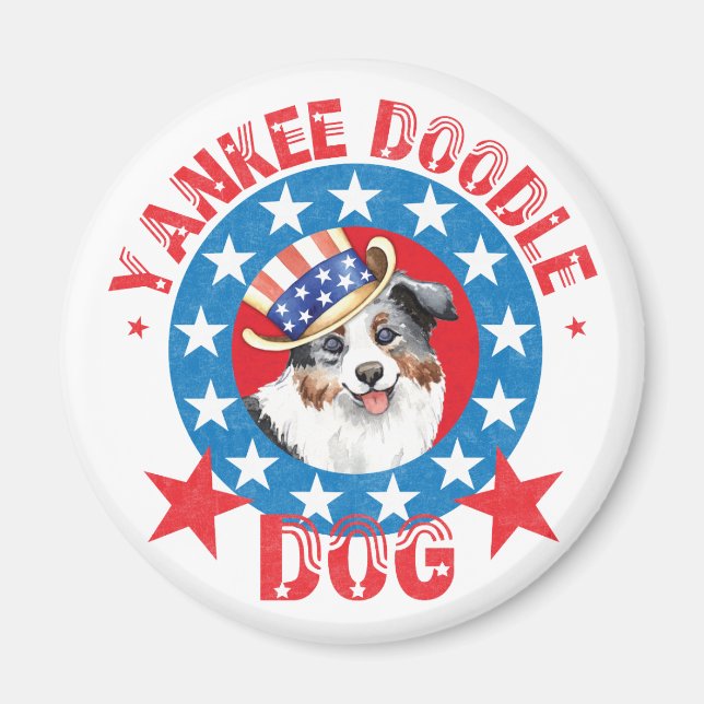Patriotic Miniature American Shepherd Magnet (Framsidan)