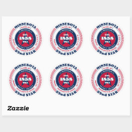 Patriotic Minnesota Circle Design Sticker Runt Klistermärke