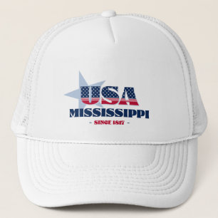 Patriotic Mississippi Typography Truckerkeps