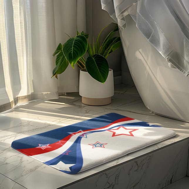 Patriotic Modern Abstrakt American Flagga Badrumsmatta (Skapare uppladdad)