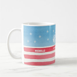 Patriotic Modern Watercolor Flagga Kaffemugg