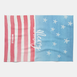 Patriotic Modern Watercolor Flagga Kökshandduk