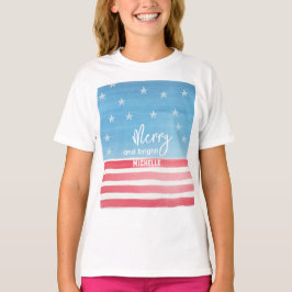 Patriotic Modern Watercolor Flagga T Shirt