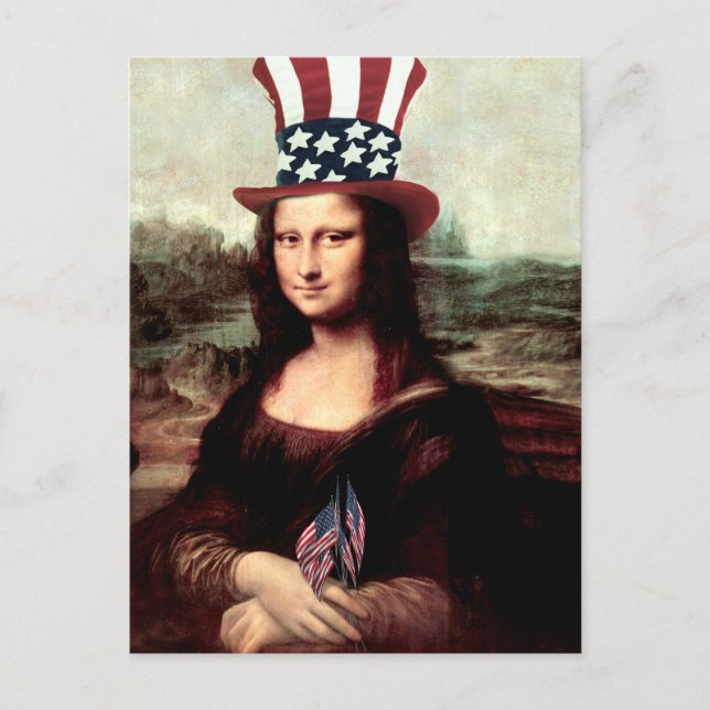 Patriotic Mona Lisa - Independence day Vykort (Framsida)