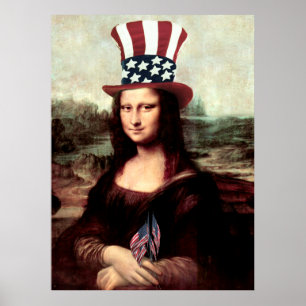Patriotic Mona Lisa - Redot för Independence day Poster