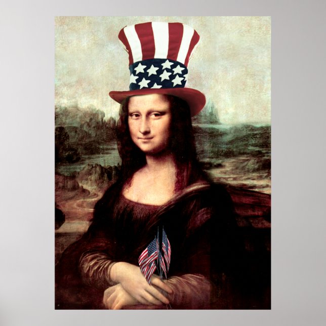 Patriotic Mona Lisa - Redot för Independence day Poster (Framsidan)
