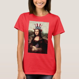 Patriotic Mona Lisa - Redot för Independence day T-shirt