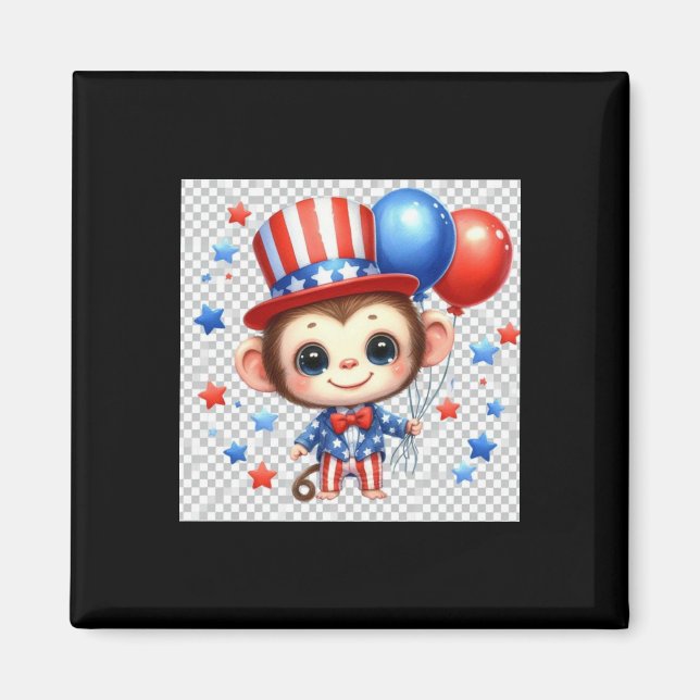 Patriotic Monkey Sticker Magnet (Framsidan)