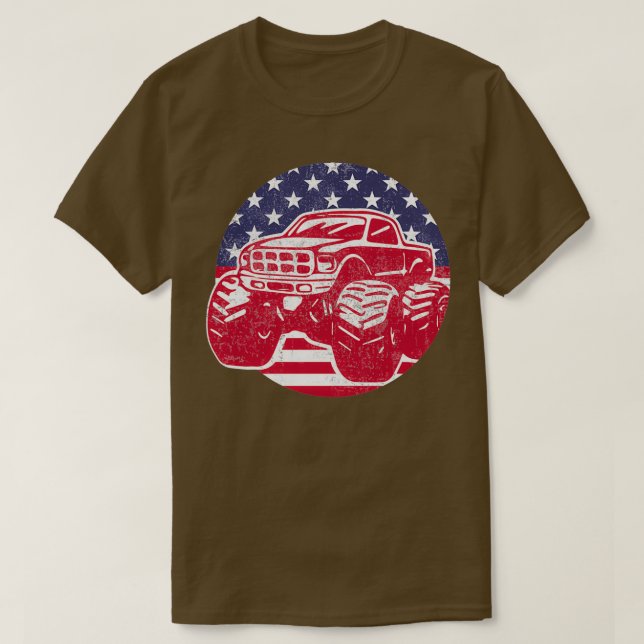 Patriotic Monster Lastbil T Shirt (Design framsida)