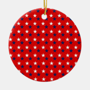Patriotic Mönster Stars on Red Julgransprydnad Keramik