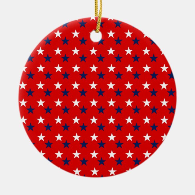 Patriotic Mönster Stars on Red Julgransprydnad Keramik (Framsidan)