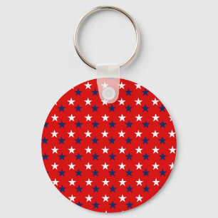 Patriotic Mönster Stars on Red Nyckelring
