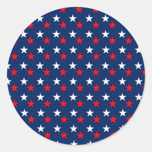 Patriotic Mönster Stars på Blue Runt Klistermärke