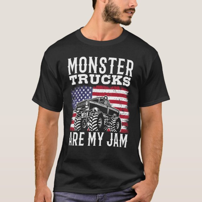 Patriotic Monster Truck Are My Jam Truck   america T Shirt (Framsida)