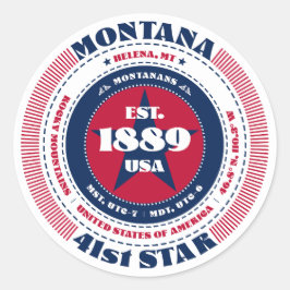 Patriotic Montana Circle Design Sticker Runt Klistermärke