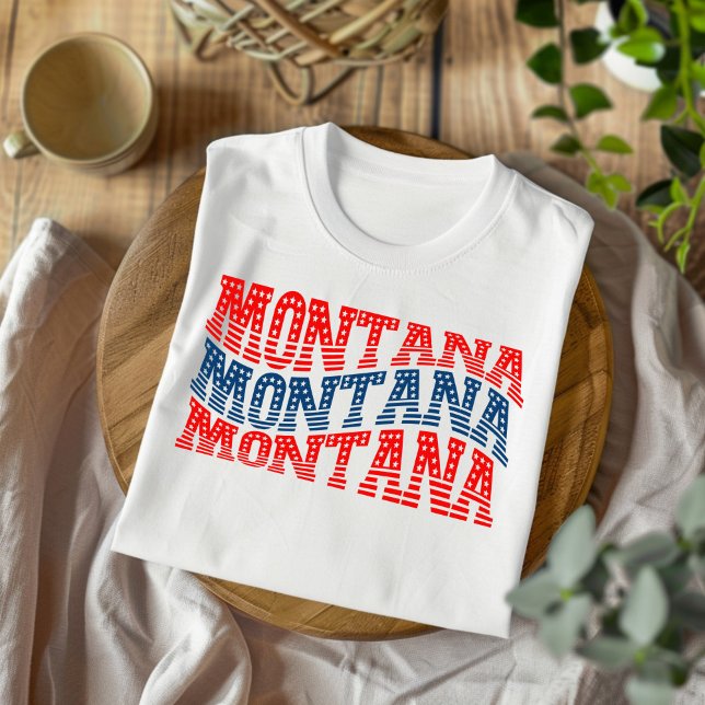 Patriotic Montana Red och Blue Boho T-Shirt (Skapare uppladdad)