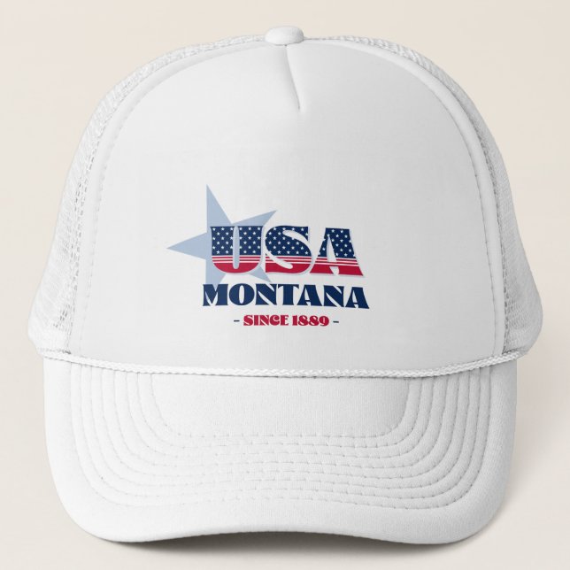 Patriotic Montana Typography Truckerkeps (Framsida)