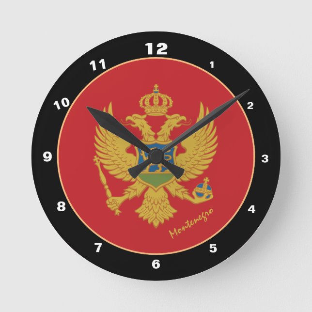 Patriotic Montenegro, Montenegros Flagga Home Desi Rund Klocka (Framsida)