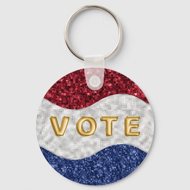 Patriotic Mosaic Waves Vote Nyckelring (Framsida)
