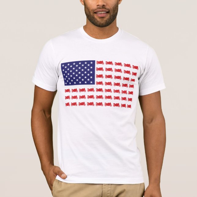 Patriotic Motorcycle Cruiser T-shirt (Framsida)