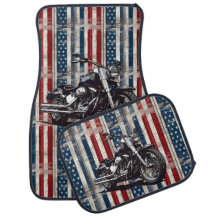Patriotic Motorcycle Set of Car Mats