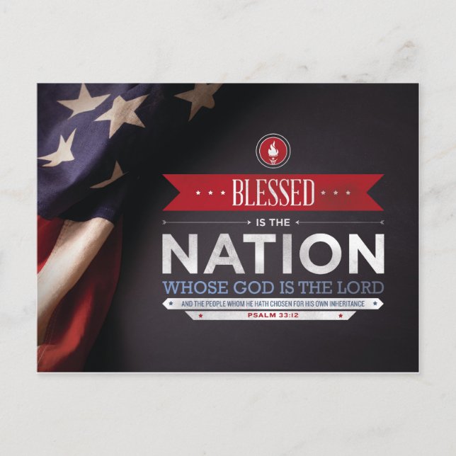 Patriotic Mousepad - Psalm 33:12 Bible Verse Vykort (Framsida)