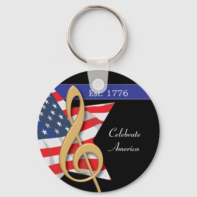 Patriotic Music Keychain Nyckelring (Framsida)