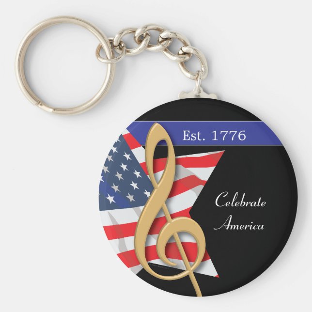Patriotic Music Keychain Nyckelring (Framsidan)