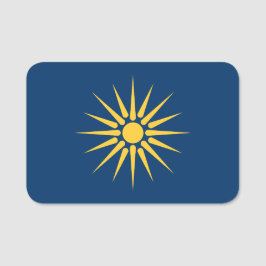 Patriotic name tag with flag of Macedonia, Greece Namnbricka