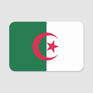 Patriotic namn bricka med flagga Algeriet Namnbricka