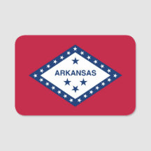 Patriotic namn bricka med flagga av Arkansas, Före