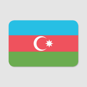 Patriotic namn bricka med flagga av Azerbajdzjan Namnbricka