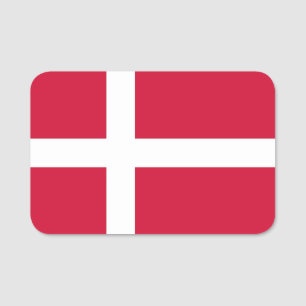 Patriotic namn bricka med flagga av Danmark Namnbricka