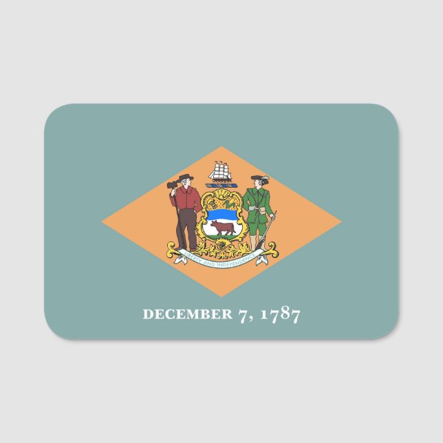 Patriotic namn bricka med flagga av Delaware, USA Namnbricka (Framsida)