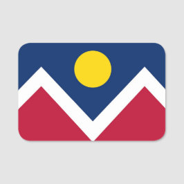 Patriotic namn bricka med flagga av Denver, Colora Namnbricka