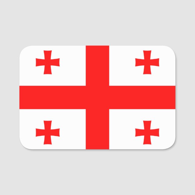 Patriotic namn bricka med flagga av Georgien Namnbricka (Framsida)