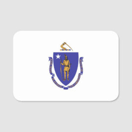 Patriotic namn bricka med flagga av Massachusetts Namnbricka
