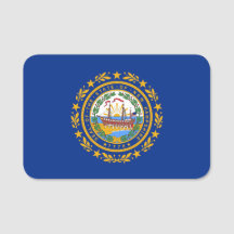 Patriotic namn bricka med flagga av New Hampshire
