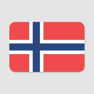 Patriotic namn bricka med flagga av Norge Namnbricka