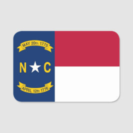 Patriotic namn bricka med flagga av North Carolina Namnbricka
