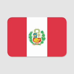 Patriotic namn bricka med flagga av Peru Namnbricka