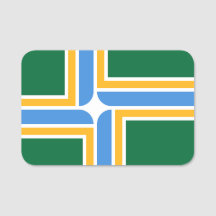 Patriotic namn bricka med flagga av Portland