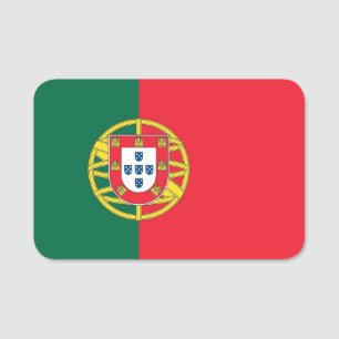 Patriotic namn bricka med flagga av Portugal Namnbricka
