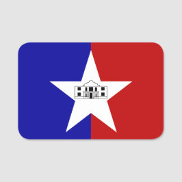 Patriotic namn bricka med flagga av San Antonio Namnbricka
